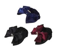 Veemoon 3piezas De Cabello Cubremoños Lazo Accesorios Cabello De Enfermera Color Azul Rojo y Negro Para Moño Para Niñas y Ballet