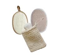 Veemoon 3Piezas Esponjas Exfoliantes Naturales para Baño Almohadillas de para Cuerpo y Facial Incluye Cepillos Jabón de Algodón y Lino