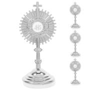 Veemoon 4 Crucifijos Católicos De Pie Cruz Religiosa Con Base De Mesa Mini Cruz Decorativa De Metal Para Tarta De Comunión Custodia Católica Del Santísimo Sacramento Crucifijo De