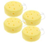 Veemoon 4 Esponjas De Baño Redondas Amarillas Tamaño Mediano, Esponjas Corporales Exfoliantes Para Hombres y Mujeres, Depurador Suave Para Ducha y Cuidado Piel, Adecuado Para Uso Diario