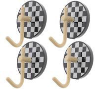 Veemoon 4 Ganchos Autoadhesivos Resistentes para Pared Tamaño Mediano Color Negro Ajedrezado Material ABS Duradero para Baño Dormitorio y Cocina Adecuado para Colgar Toallas y Ropa