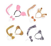 Veemoon 4 Juegos Diadema De Animales Diademas Fiesta Jirafa Víspera De Todos Disfraz De Animal Adulto Venda Accesorios De Vestuario Disfraz De Cosplay Felpa Franela