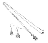 Veemoon 4 Juegos Set De Aretes De Collar De Cabeza De Buda Bisuteria Mujer Collares Mujer Joyero Pendientes Colgantes Pendientes y Collar Joyería De Las Mujeres Aleación De Zinc Plata