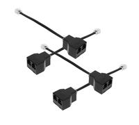 Veemoon 4 piezas Adaptador Divisor de Línea de Núcleos con Cable Desmontable Splitter para Conexión Simultánea de Teléfonos y Módems Hogares y Oficinas de Unidades Negras