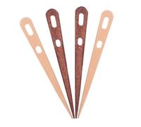 Veemoon 4 piezas Agujas de Tejer de Madera con Doble Ojo Ergonómicas para Telar Manual de Tapices y Manualidades DIY