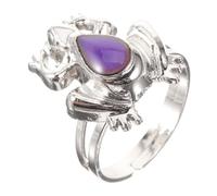 Veemoon 4 Piezas anillo termocrómico dedo llave anillos de humor ajustables para niñas anillos extraños adolescentes chicas cosas de moda anillo de rana aleación