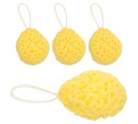 Veemoon 4 Piezas Bolas de Baño de Panal Esponjas de Baño Suaves Amarillas Exfoliantes Corporales para Ducha para Hombres y Mujeres