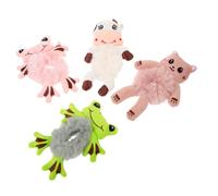Veemoon 4 Piezas Coleteros de Peluche de Animales para Mujeres de Accesorios para Cabello Lazos y Elásticos para Tipo de Cabello Adorables Gato Vaca Rosa Verde