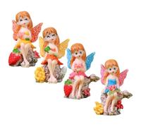 Veemoon 4 Piezas Figuras Decorativas de Resina Acabado Suave en Forma de Hada Delicada para Macetas y Jardines, Ideales para Habitaciones Infantiles y Fotos en Redes Sociales