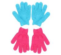 Veemoon 4 piezas Guantes Exfoliantes para Ducha Azul Verde y Rosa Limpieza Profunda de Muerta y Acné Exfoliación para Tipo de