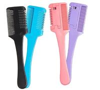Veemoon 4 piezas Peine de Corte Doble Cara para Cabello de Peine de Afeitar para Puntas y Estilizar Cabello para Grueso Negro Azul Rosa