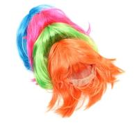 Veemoon 4 Piezas Peluca Bobo de Fiesta Peluca de Cabello Falso Colores y Vacaciones Cabello Falso Brillante para Mascaradas