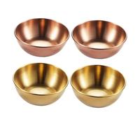 Veemoon 4 piezas Platos de Aperitivo de Acero Inoxidable Cuencos Redondos para Salsas y Condimentos Bandejas para Servir con Borde Suave Resistente y Fácil de Limpiar para Dips y Especias