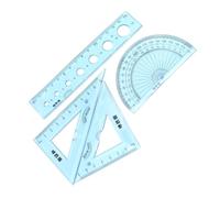 Veemoon 4 Piezas Reglas Escolares Flexibles Set de Transparentes Azul Incluye Regla Recta Escuadra y Transportador Portátiles y Doblables para Estudiantes