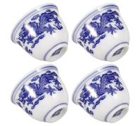 Veemoon 4 Piezas Taza de Cerámica Azul y White de 25ml Estilo Simple y Elegante, Fácil de Limpiar, Adecuado para Té y Licor Tradicional Chino