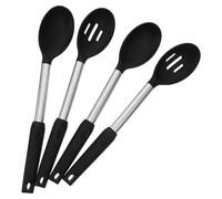 Veemoon 4 Piezas Utensilios De Cocina De Silicona Cucharas De Cocina Cuchara Resistente Al Calor Black