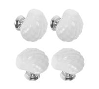 Veemoon 4 Pomos de Cerámica de Concha Blancos para Armario y Cajón, Tiradores Creativos para Muebles, Perillas de Cajón Resistentes, Ideales para Puertas y Muebles de Cocina