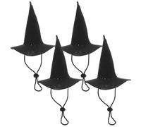 Veemoon 4 sombreros de bruja puntiagudos para mascotas de Halloween - Gorro de mago para perros con correa ajustable - Accesorios para fiestas de disfraces de brujas para perros, ideales para fotos de