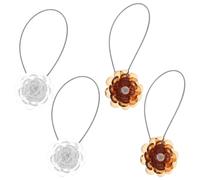 Veemoon 4 Sujetadores Magnéticos para Cortinas con Clips Acrílicos Forma de Flor Alambre de Acero Resistente Colores Café y Transparente Ideales para Decoración y Uso Cortinas