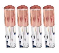 Veemoon 4 Tubos de Brillo Labial Transparentes en Forma de Corazón, Envases Vacíos de Bálsamo Labial de Plástico con Tapa, Ideales para Brillo de Labios Casero y Viaje, Botellas Compactas