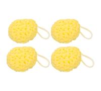 Veemoon 4 u Esponjas de Baño Exfoliantes Súper Suaves, Diseño de Panal, Color Amarillo, para Ducha y Spa, para Hombres y Mujeres
