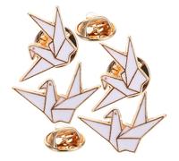 Veemoon 4piezas Adorable Origami Crane Brooch Zinc Alloy Cartoon Badge for Clothes Cute Animal Decorative Accessories for Women