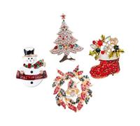 Veemoon 4piezas Broche de Gota de Aceite Navideño de Aleación Accesorio de Ropa para Prendedor de Fiesta como Ramillete Decorativo Adorno de Broche