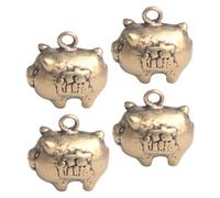 Veemoon 4piezas De Cerdo De Latón Para Llaveros Adornos De Cerdo Colgantes Estatuas Zodiacal Para y Manualidades