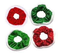 Veemoon 4piezas Diadema Navideña Coleteros Elásticos Cabello Gomas Pelo Navidad Coletero Tipo Pañuelo Banda Navideña para Niñas y Mujer Accesorios de Fiesta Color