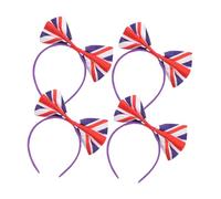 Veemoon 4piezas Diademas Lazo Bandera Del Reino Unido Cintas Pelo Para Mujeres y Niñas Tocado De Lazo Para Fiesta