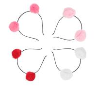 Veemoon 4piezas Diademas Para Niño Niña Con Pompones Esponjosos De Colores Surtidos Rosa Rojo Sandía Blanco Rojo Intenso Accesorio Divertido Para Fiestas y Disfraces