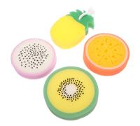 Veemoon 4piezas Esponja de Baño de Frutas Esponjas Exfoliantes para Ducha Incluye Forma de Piña Fruta de Dragón Naranja y Kiwi para Gel de Ducha y Limpieza Corporal Baño