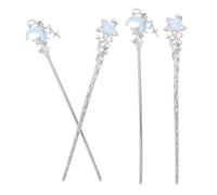 Veemoon 4piezas Horquilla Retro De Luna y Palillos Chinos Para Moños Vintage Accesorio Cabello De Metal Para Hanfu Suitable for Women and Girls with Long Hair