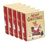 Veemoon 5 Cajas de Obsequio para Dulces de Navidad Diseño de Libro Mágico, Papel Resistente, Tamaño Pequeño, Color Rojo y Verde, Adecuado para Decoración Festiva y Fiestas Navideñas