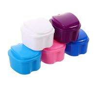 Veemoon 5 Estuches para Dentaduras Postizas de Pp Resistentes, Caja Portátil con Cesta Coladora, Organizador Compacto Multicolor para Viajes y Limpieza de Prótesis Dentales
