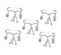 Veemoon 5 Piezas alfileres para hornear suministros para hornear pequeño fiesta oro alfiler de pastel broches y alfileres para mujer broche para chef broche de chef Aleación de zinc Plata