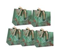 Veemoon 5 Piezas Bolsa Papel Mármol con Asa Mediana Verde para Bodas Navidad Fiestas Presentes