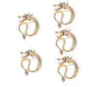 Veemoon 5 Piezas Broche de dragón retro Continuar forma broche de animales e de solapa para ella es para ropa pin chino es de joyería chinos aleación Dorado