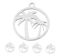 Veemoon 5 Piezas Colgantes de Palma Tropical Acero Inoxidable para Bisutería DIY Dijes de Árbol de Estilo Hawaii para Collares Pulseras