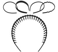 Veemoon 5 Piezas Diadema Antideslizante para Mujer con Dientes de Plástico Negro, Práctica y Ajustada, Adecuado para Spa y Cuidado Facial Diario