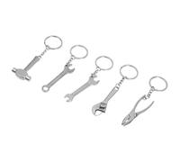 Veemoon 5 Piezas Llavero Colgante Único para Bolso Diseño de Herramientas Simuladas de Aleación de Zinc Pequeño y Creativo en Color Plata, Adecuado Día del Padre