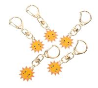 Veemoon 5 Piezas Llavero de aleación fiesta keychains llaveros adornos llaveros creativos sol llavero etiqueta colgante de cadena clave llavero decorativo llavero para el bolso Yellow