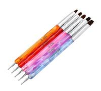 Veemoon 5 Piezas Pinceles Doble Punta para Manicura Bolígrafo para Uñas con Punta de Bola y Cerdas para Diseño Acrílico y Gel Uv Profesional y Personal