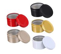 Veemoon 5 Piezas Tarro de Vela de Metal Caja de Lata para Velas para Guardar Dulces de Navidad Latas Vacías para Té