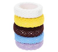 Veemoon 5 rollos Cinta Adhesiva Decorativa de Encaje Autoadhesiva Café Blanco Azul Amarillo para Manualidades y Scrapbooking Diseño Vintage y Fácil