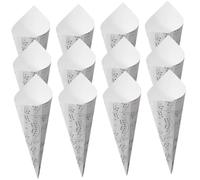 Veemoon 50 Conos de Papel para Ramo Blancos Notas Musicales Mini Conos de Pétalos para Bodas y Fiestas Papel Kraft para Envolver Flores Suministros Decorativos para Eventos