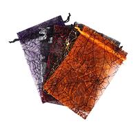 Veemoon 50piezas Bolsa De Forma De Telaraña Bolsa De Dulces Para Halloween Cordón Para Guardar Dulces De Halloween y De Fiesta