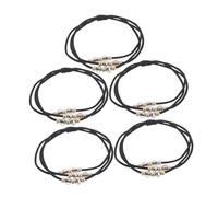 Veemoon 5piezas Gomas Elásticas Pelo Bohemio Bandas Negras Con Cuentas y Gemas De Imitación Adecuadas Para Coletas y Peinados Diarios