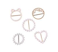 Veemoon 5piezas Hebillas De Esquina Para T-shirt Accesorios Para Ropa Anillos De Clip Decorativos Con Perlas Artificiales Elegante Para Mujeres