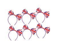 Veemoon 6 Piezas Diadema Lazo Bandera Británica Diadema Lazo para Aficionados al Fútbol para Fiestas y Festivales Diseño de Union Jack Accesorios Cabello
